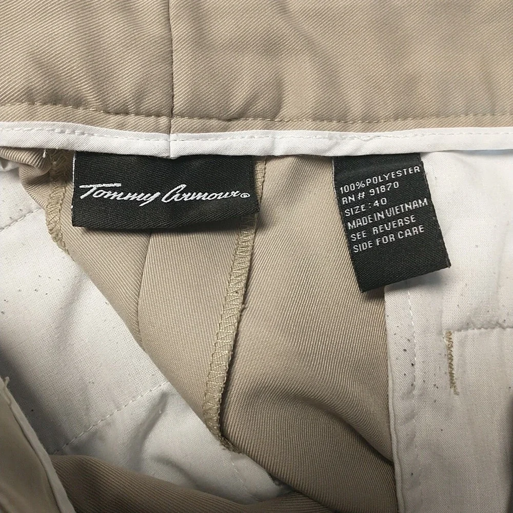 Tommy Armour Mens Tan Khaki Pleated Golf Shorts Size 40 Polyester Performance